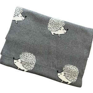Knit Baby/toddler Blanket, 100% cotton, Grey/white Hedgehogs, Boutique, NWTS,